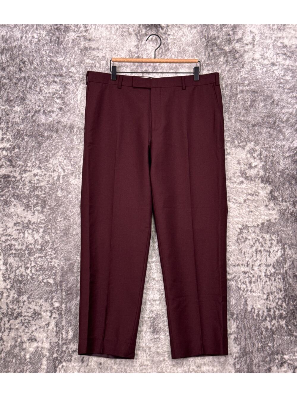 SUITSUPPLY Straight Leg Suit Trouser Pants 38 x 29 Mens Burgundy Red Wool